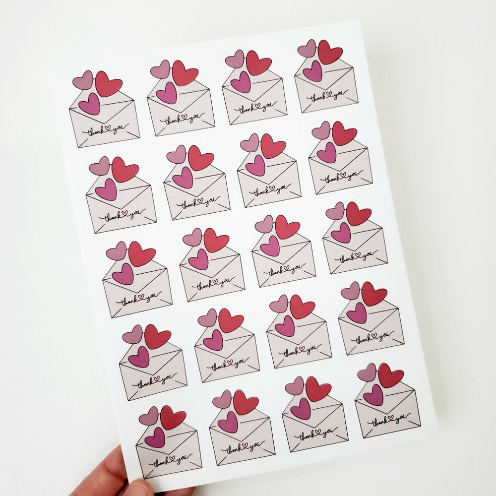 LB066 Lots of Love Heart Envelope Says Thank You Sticker Sheet [Price Firm] - Picture 3 of 11